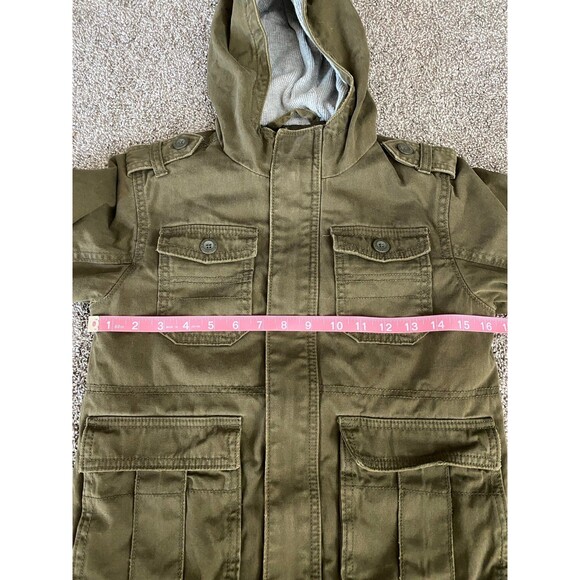 Old Navy Boys Utility Jacket – Size Small – Olive Green Hooded Canvas Coat - Picture 7 of 8